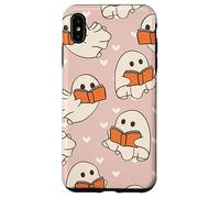 Retro Ghost Reading Books Cute Groovy Spooky Beige Orange Custodia per iPhone XS Max