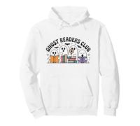 Retro Ghost Reading Libri Bibliotecario Halloween Ghost Club Felpa con Cappuccio