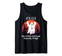 Retro Ghost Zodiac Sign Aries Funny Halloween Costume Canotta