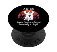 Retro Ghost Zodiac Sign Aries Funny Halloween Costume PopSockets PopGrip Adesivo