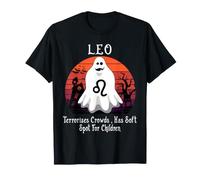 Retro Ghost Zodiac Sign Leo Halloween Costume Maglietta
