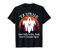Retro Ghost Zodiac Sign Taurus Funny Halloween Costume Maglietta