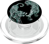 Retro giapponese Glitch Art Tiger Sumi-e Fighter Graphic PopSockets PopGrip per MagSafe