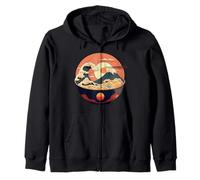 Retro giapponese Ramen ciotola Monte Fuji La Grande Onda Hokusai Felpa con Cappuccio