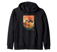 Retro Giapponese Sun Kanagawa Ramen Noodle Otaku Felpa con Cappuccio
