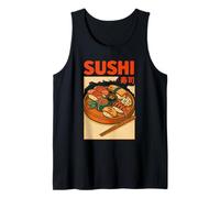 Retro Giapponese Sushi Vintage Sushi Art per Gli Amanti del Cibo Canotta