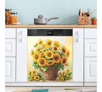 Retro Girasoli Lavastoviglie Magnete Copre Decorazione Cucina Decorativo Frigorifero Decalcomanie Magnetiche Frigorifero Lavastoviglie Sticker 58,4 x 66 cm