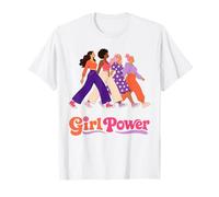 Retro Girl Power Pink Diverse Donne Inclusione Groovy 70s Maglietta