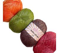 Retro-Glam - Filato metallico, super morbido e lucido, acrilico per lavoro a maglia e uncinetto, set multicolore assortiti, 4 matasse di dimensioni sfuse, 1172 m/400 g, peso #3 DK, pettinato, leggero