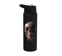 Retro Glitch Skull Art | Cranio digitale vintage Stainless Steel Insulated Water Bottle