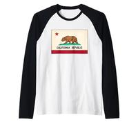 Retro Golden State Bear Grafica California Republic Maglia con Maniche Raglan