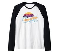 Retro Grand Canyon National Park Vintage Tramonto Souvenir Maglia con Maniche Raglan