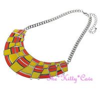 Retrò Grande Colore Pop Blocco Geometrico Forme Mezza Luna Smalto Bavaglino