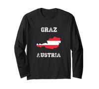 Retro Graz Austria Distressed Austria Bandiera Maglia a Manica