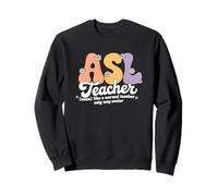 Retro Groovy ASL Insegnante Interprete Americano Lingua dei Segni Felpa