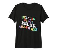 Retro Groovy Because Im Milan Ecco perché Divertente Nome Personalizzato Maglietta Premium