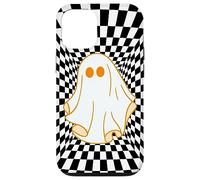 Retro Groovy Checkered Checkerboard Wavy Ghost Halloween Custodia per iPhone 12/12 Pro