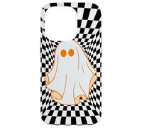 Retro Groovy Checkered Checkerboard Wavy Ghost Halloween Custodia per iPhone 14 Pro