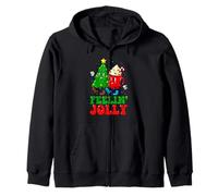 Retro Groovy Feelin' Jolly Albero di Natale E Hot Cocoa Xmas Felpa con Cappuccio