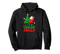 Retro Groovy Feelin' Jolly Albero di Natale E Hot Cocoa Xmas Felpa con Cappuccio