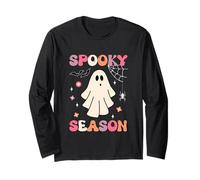 Retro Groovy Halloween Divertente Carino Fantasma Spooky Stagione Maglia a Manica