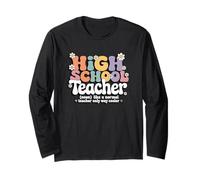 Retro Groovy High School Teacher Back To School Aula Maglia a Manica