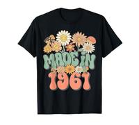 Retro Groovy Made in 1961 Floral Hippie Daisy 65th Birthday Maglietta