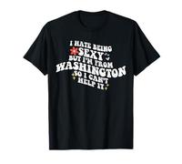 Retro Groovy odio Essere Sexy ma vengo da Washington Girl Maglietta
