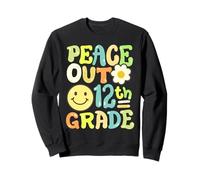 Retro Groovy Peace Out 12th Grade Dodicesimo Grado Ragazze Ragazzi Felpa