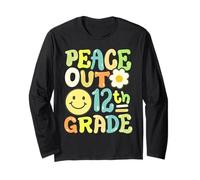 Retro Groovy Peace Out 12th Grade Dodicesimo Grado Ragazze Ragazzi Maglia a Manica