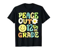 Retro Groovy Peace Out 12th Grade Dodicesimo Grado Ragazze Ragazzi Maglietta