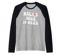 Retro Groovy Relax Gigi Is Here Funny Mother's Day Nome Maglia con Maniche Raglan