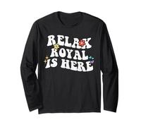 Retro Groovy Relax Royal Is Here Funny Mother's Day Nome Maglia a Manica