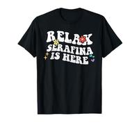 Retro Groovy Relax Serafina Is Here Funny Mother's Day Nome Maglietta