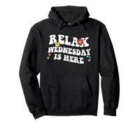 Retro Groovy Relax WEDNESDAY Is Here Funny Mother's Day Nome Felpa con Cappuccio
