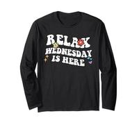 Retro Groovy Relax WEDNESDAY Is Here Funny Mother's Day Nome Maglia a Manica