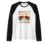 Retro Groovy School è Fuori per i Bambini Insegnanti di Laurea Estiva Maglia con Maniche Raglan