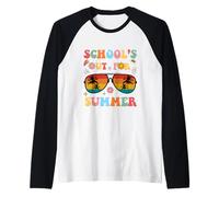 Retro Groovy School è Fuori per i Bambini Insegnanti di Laurea Estiva Maglia con Maniche Raglan
