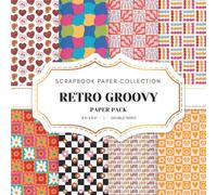 Retro Groovy Scrapbook Paper Collection: 20 Boho Pattern Double-Sided Sheets, 8.5 x 8.5 Craft Paper for Scrapbooking, Junk Journaling, Crafting, and More