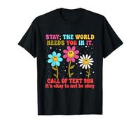 Retro Groovy Stay The World Needs You 988 Prevenzione del suicidio Maglietta
