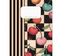 Retro Grunge Cherry Composition Notebook: College Ruled Journal, 8.5 x 11 Inches, 120 Pages - Large Vintage Checkerboard & Stripe Design Book for School, College, Students and Adults