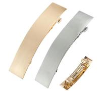 Retro Hair Clips, French Metal Barrettes, Large Rectangular Hair Accessories, Gold and Silver Spring Design, Elegant and Stylish, Perfect for Formal Events, 3.54x0.79 inches