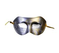 Retro Half Face Mask - Venetian Masquerade Party Mask For Halloween & Prom (Mysterious Costume Mask, Adult Sizes)(Bronze silver)