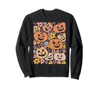 Retro Halloween Zucca Fiori Grafica spettrale Autunno estetico Felpa