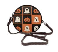 Retro Halloween zucca volti e fantasma donne rotonde borse a tracolla in pelle borsa a tracolla borsa a tracolla