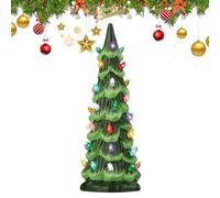 Retro Hand-Painted Tabletop Christmas Trees with LED Lights, Ceramic Christmas Trees That Light Up, Table Top Christmass Tree with Lights for Home Festive Ornament