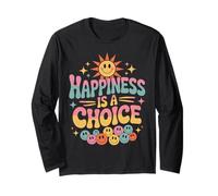 Retro Happiness Is A Choice Citazione positiva Sun Smile Face Maglia a Manica