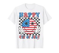 Retro Happy 4th Of Luglio Bandiera Americana Patriottica USA Bambini Maglietta