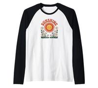 Retro Happy Day Smiling Flower Vintage Groovy 70s Maglia con Maniche Raglan