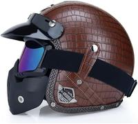 Retrò Harley Motociclo Mezzo Casco, 3/4 Faccia Aperta Caschi, DOT/ECE Approvato, Incrociatore Chopper Scooter Getto Anti-collisione Casco da Moto, per Adulto Uomini Donne(D6,L/59-60cm)